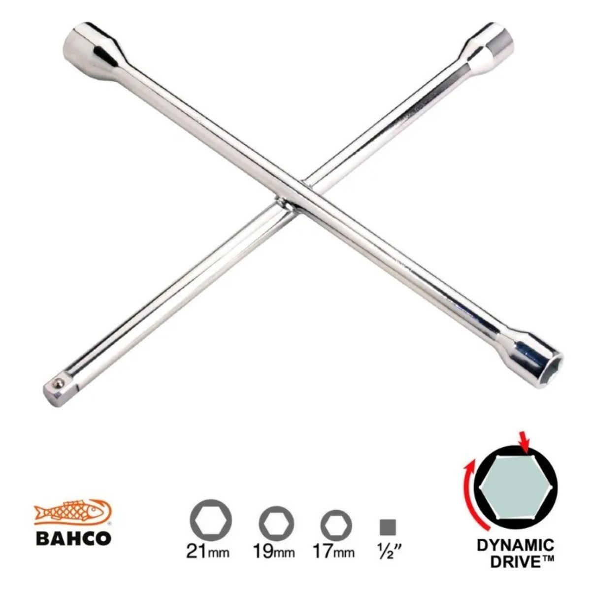 BAHCO - Llave Cruz Reforzada Bahco 17-19-21 Mm Cuadrado 1/2'' 29-b