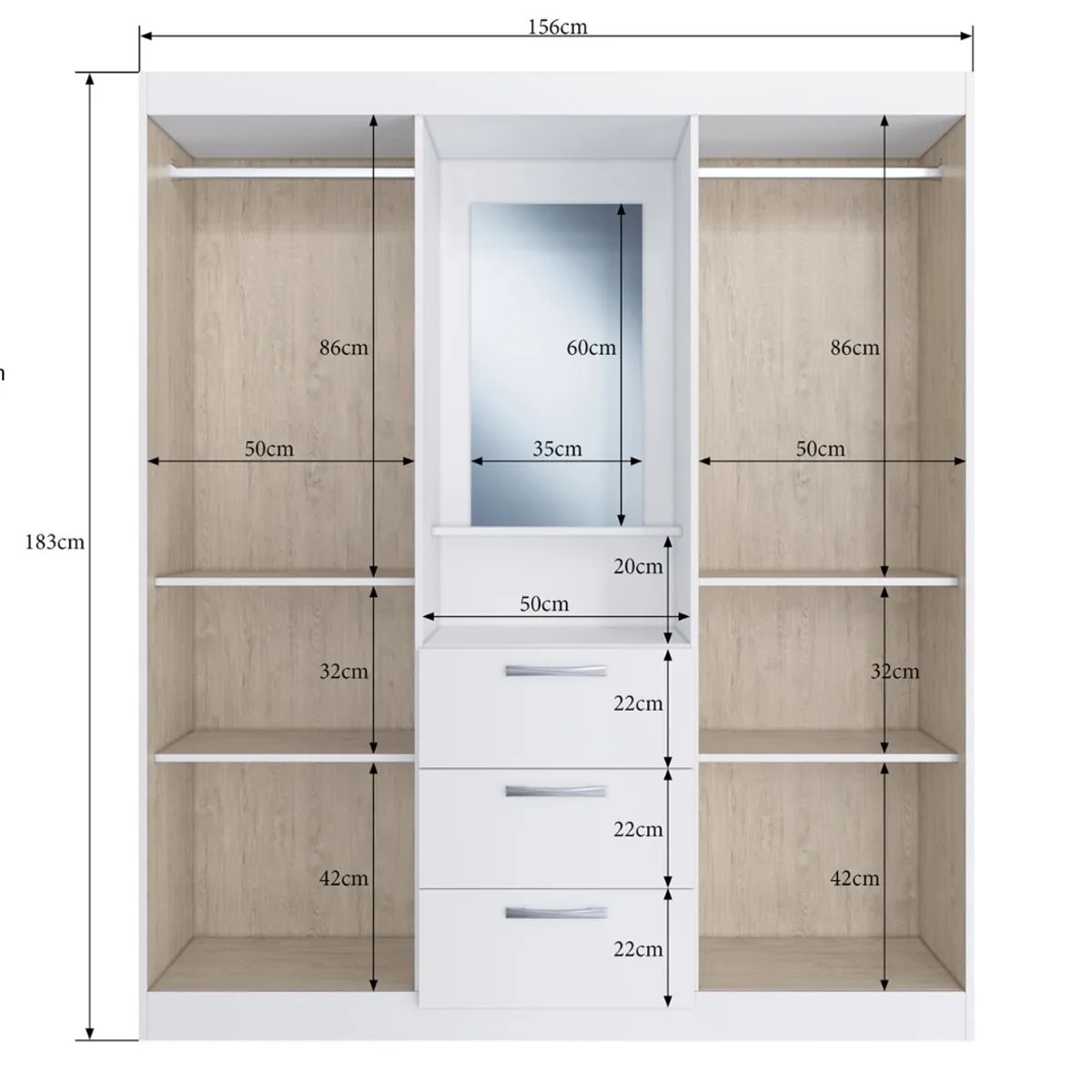 ALMORE - Closet Uruguay 4 Ptas 3 Caj Nogueira/Off White