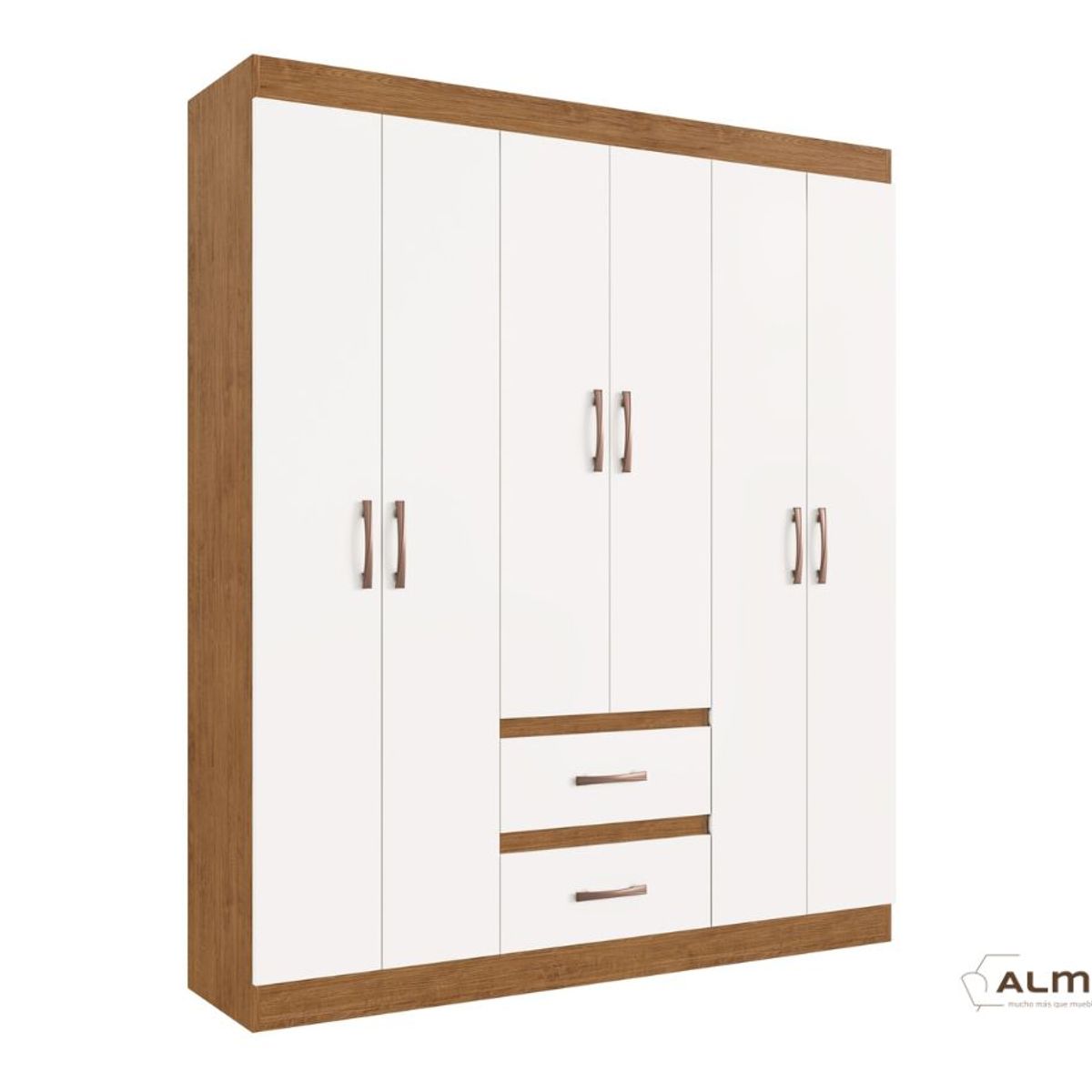 ALMORE - Closet Mexico 6 Puertas 2 Cajones Nogueira/Off White