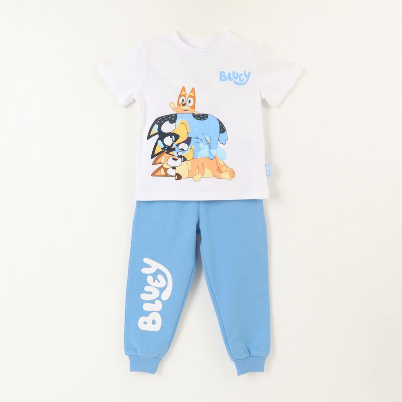 BLUEY - Conjunto Niño Sideways Blanco Bluey Y Su Familia