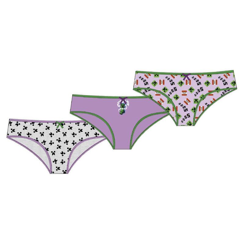 MINECRAFT - Tripack Calzones Niña Creeper Purpura Minecraft