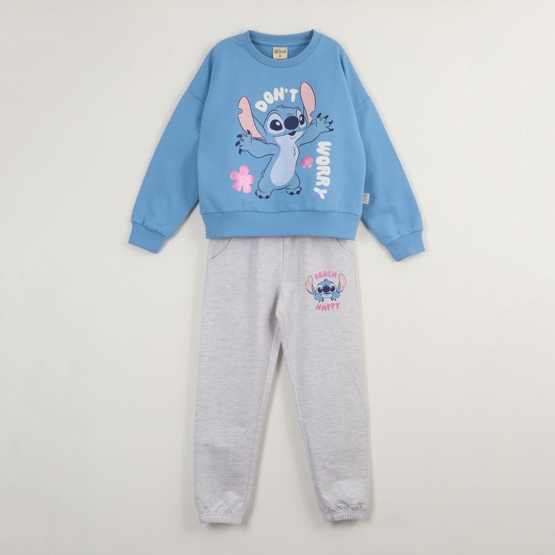 DISNEY - Conjunto Buzo Niña Lilo & Stitch Dont Worry Azul Disney