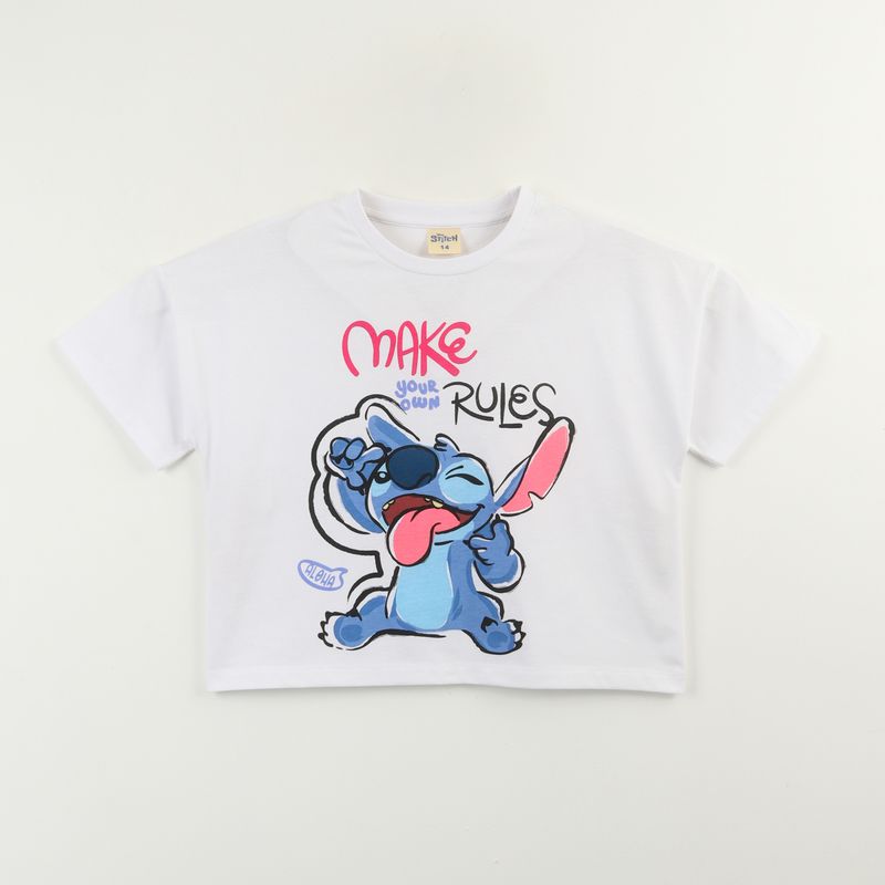 DISNEY - Polera Manga Corta Niña Lilo & Stitch Rules Blanco Disney