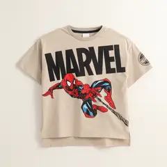 MARVEL - Polera Manga Corta Niño Spiderman Jump Beige