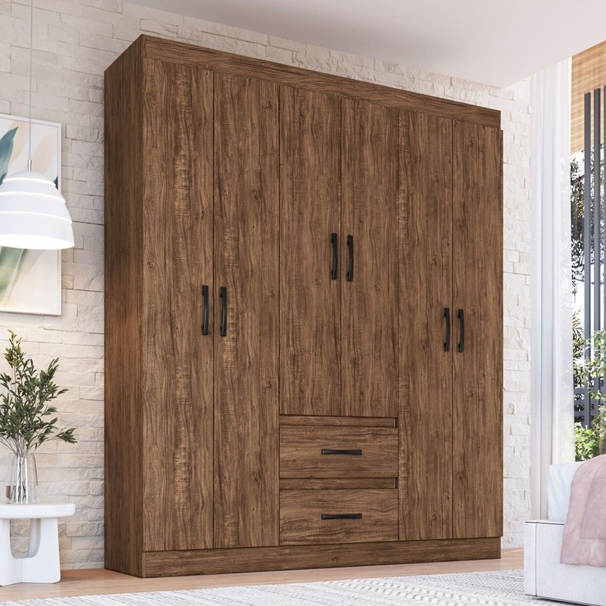 ALMORE - Closet Mexico 6 Ptas 2 Cajones Castano