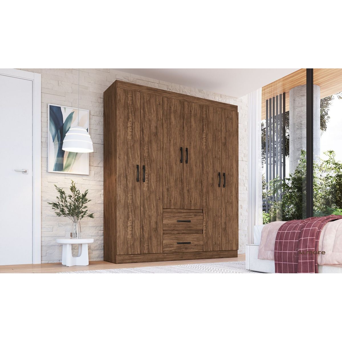 ALMORE - Closet Mexico 6 Ptas 2 Cajones Castano