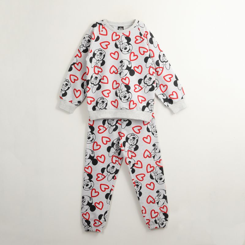 DISNEY - Conjunto Buzo Niña Minnie Hearts Gris Disney