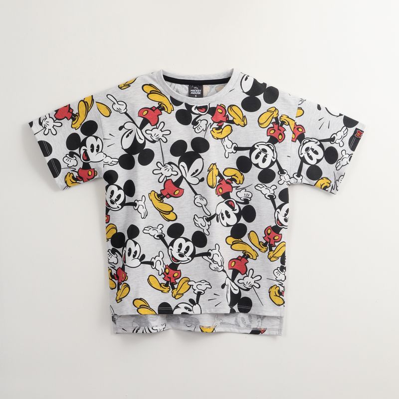 DISNEY - Polera Manga Corta Niño Mickey Movement Gris Disney