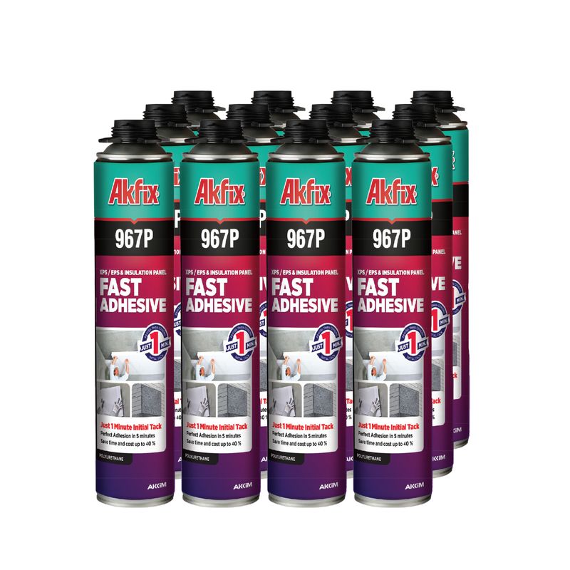 AKFIX - Espuma de Poliuretano Adhesiva Akfix 967P – Caja 12 Unidades de 750 ml