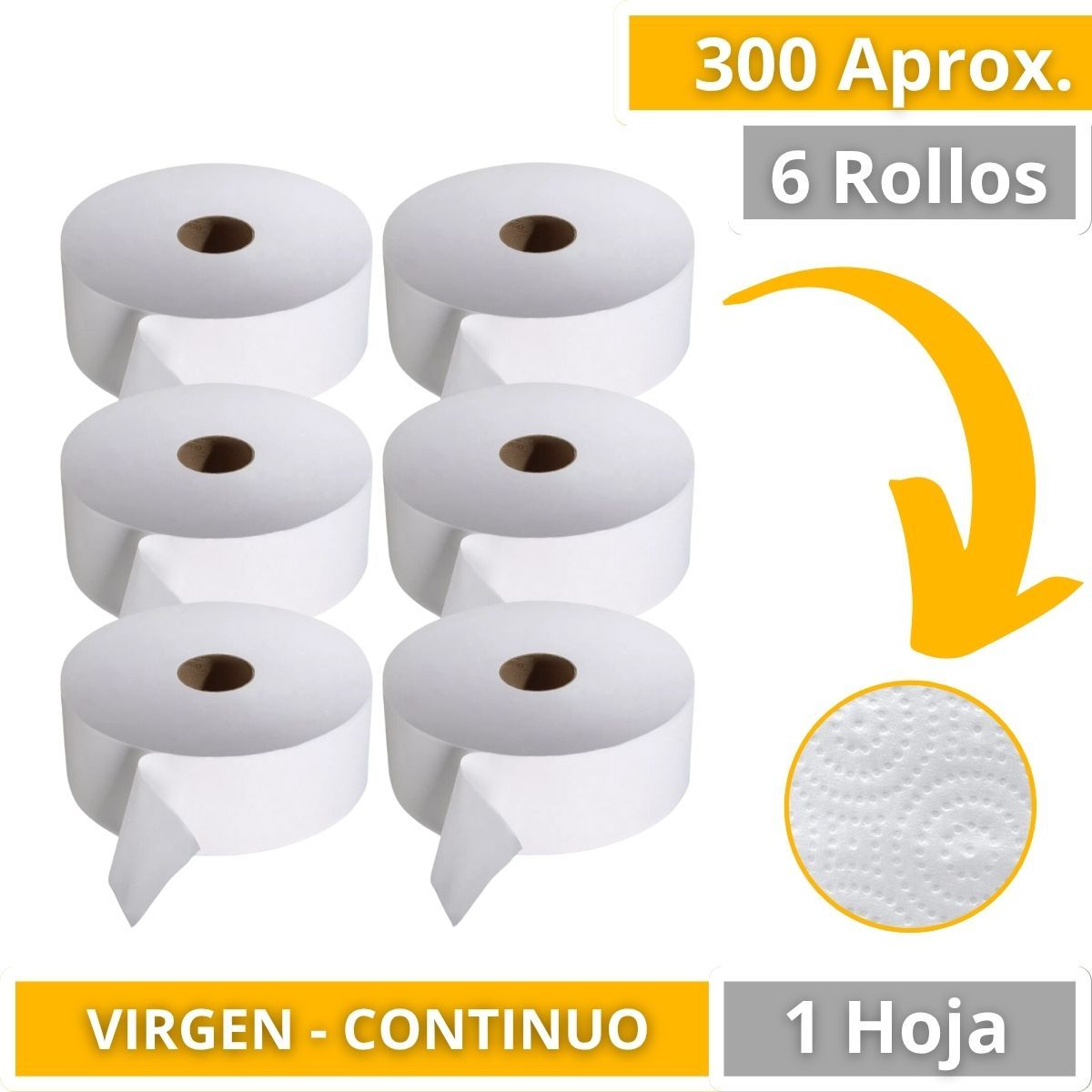 GENERICO - Papel Higiénico Industrial Alba Hogar 1 Hoja 6 Rollos x 300 Aprox.