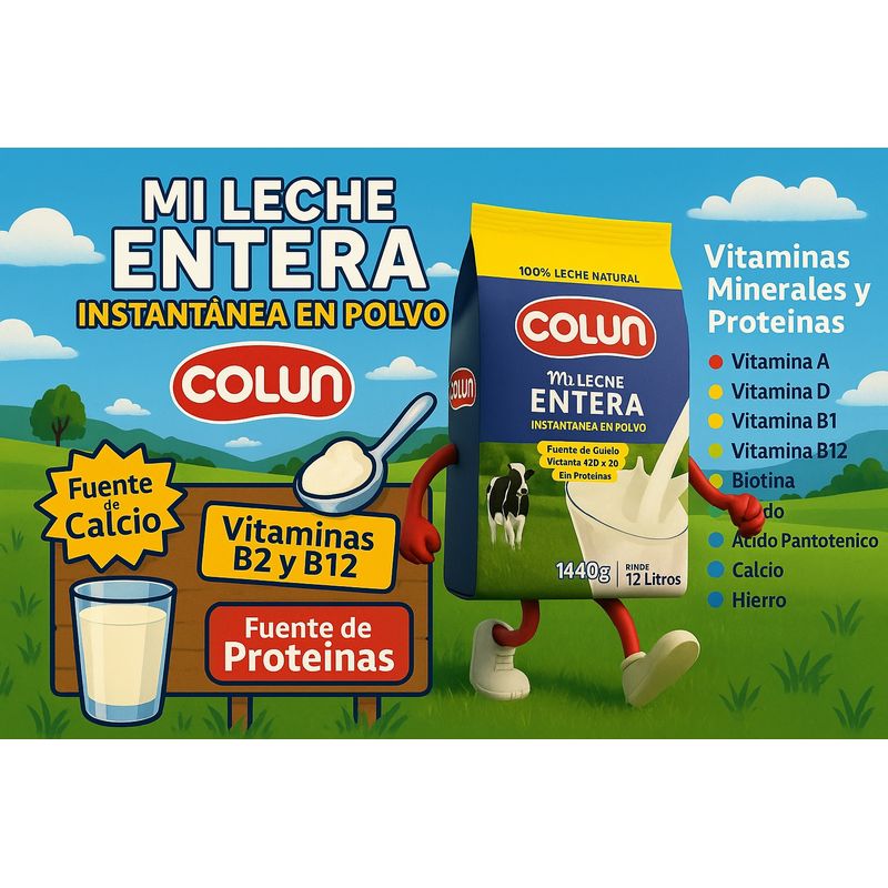 GENERICO - Leche En Polvo Entera Colun 1.44 Kg - Rinde 12 Litros