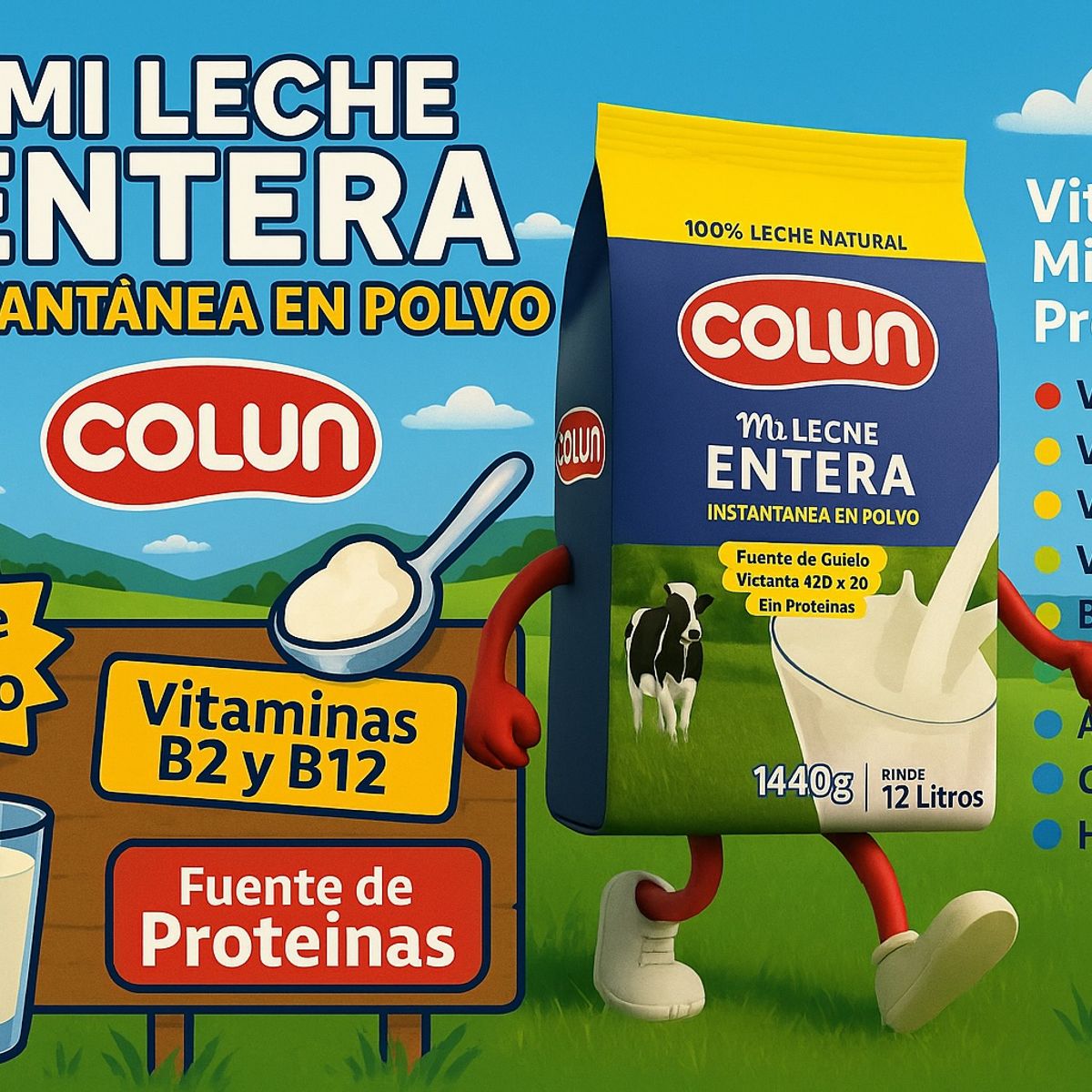 GENERICO - Leche En Polvo Entera Colun 1.44 Kg - Rinde 12 Litros