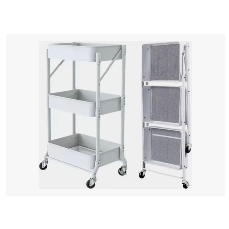 GENERICO - Organizador Carro Plegable Multiuso De 3 Niveles Con Ruedas