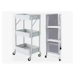 GENERICO - Organizador Carro Plegable Multiuso De 3 Niveles Con Ruedas