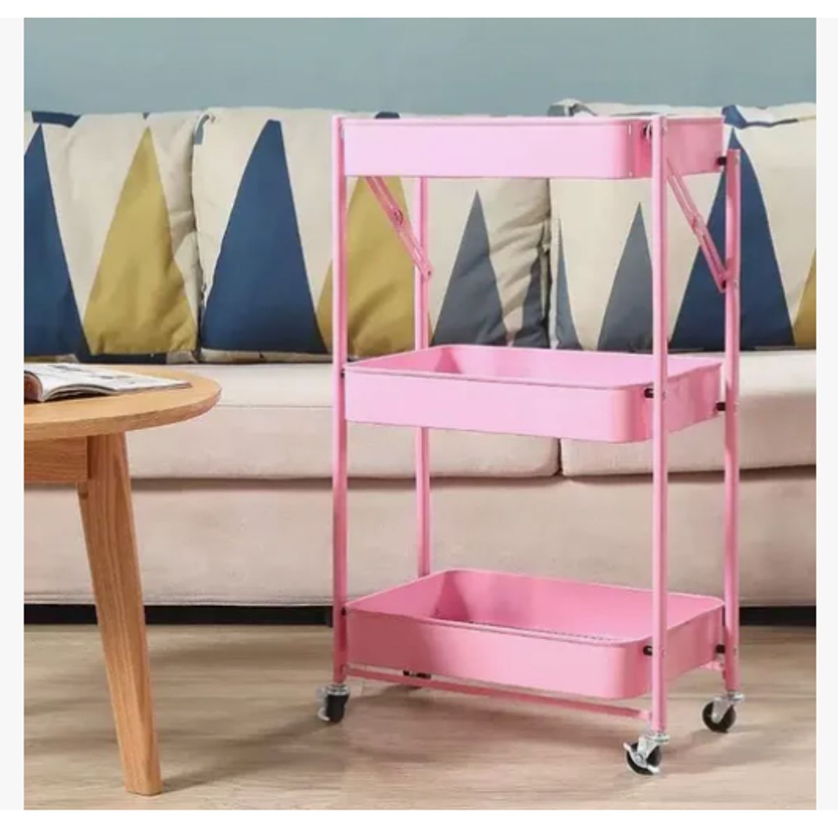 GENERICO - Organizador Carro Plegable Multiuso De 3 Niveles Con Ruedas