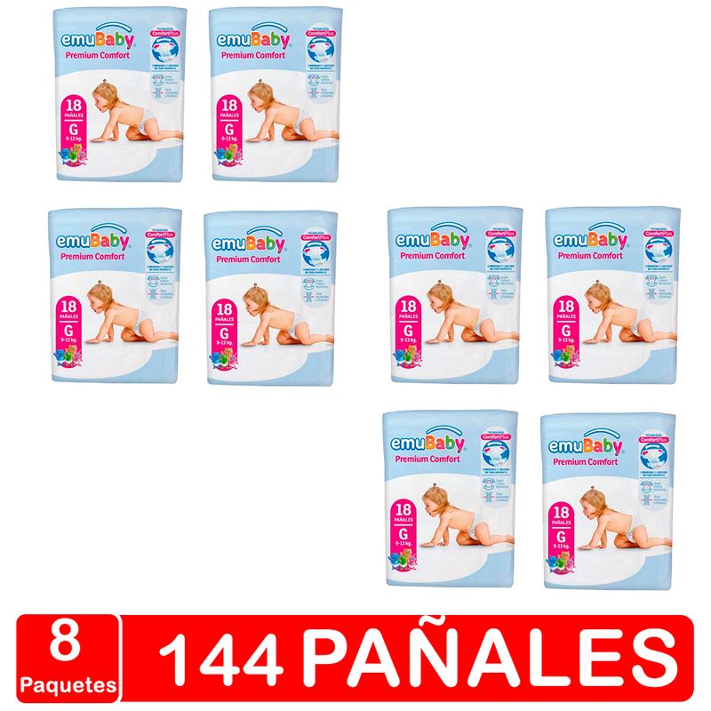 EMUBABY - Emubaby Premium Comfort  - Talla G (grande) 144 Pañales