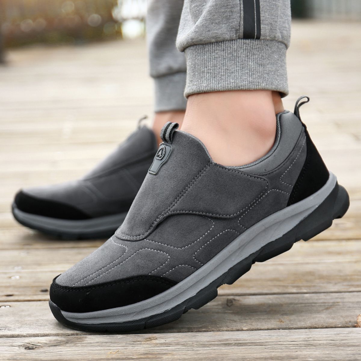 SHANDIAN - Botín Casual Hombre Negro