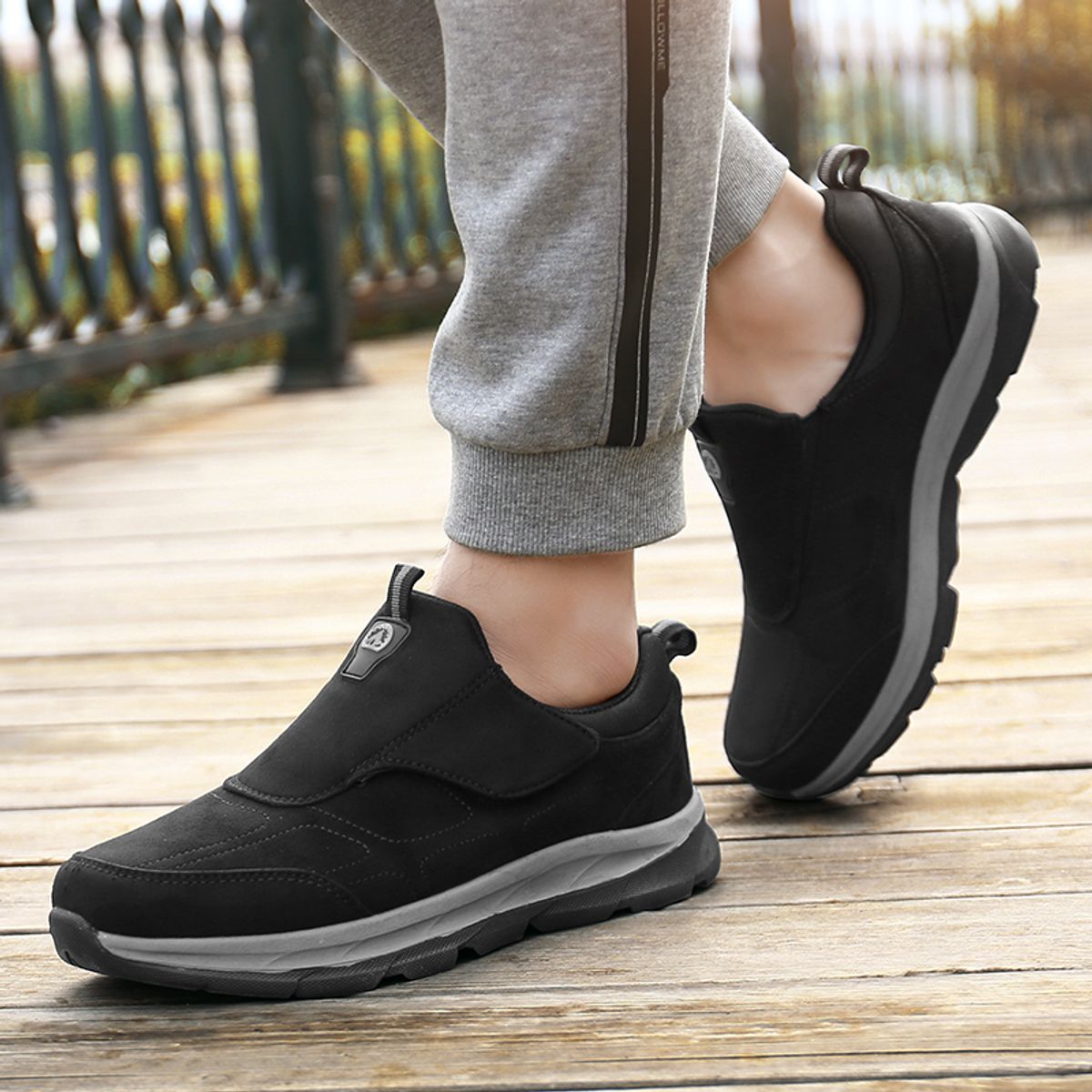 SHANDIAN - Botín Casual Hombre Negro