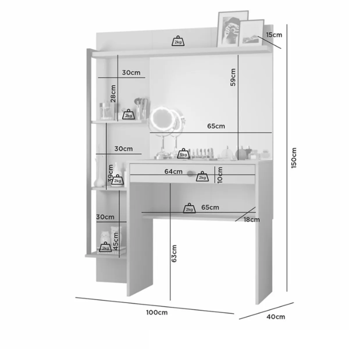 ALMORE - Tocador Essenza Off White