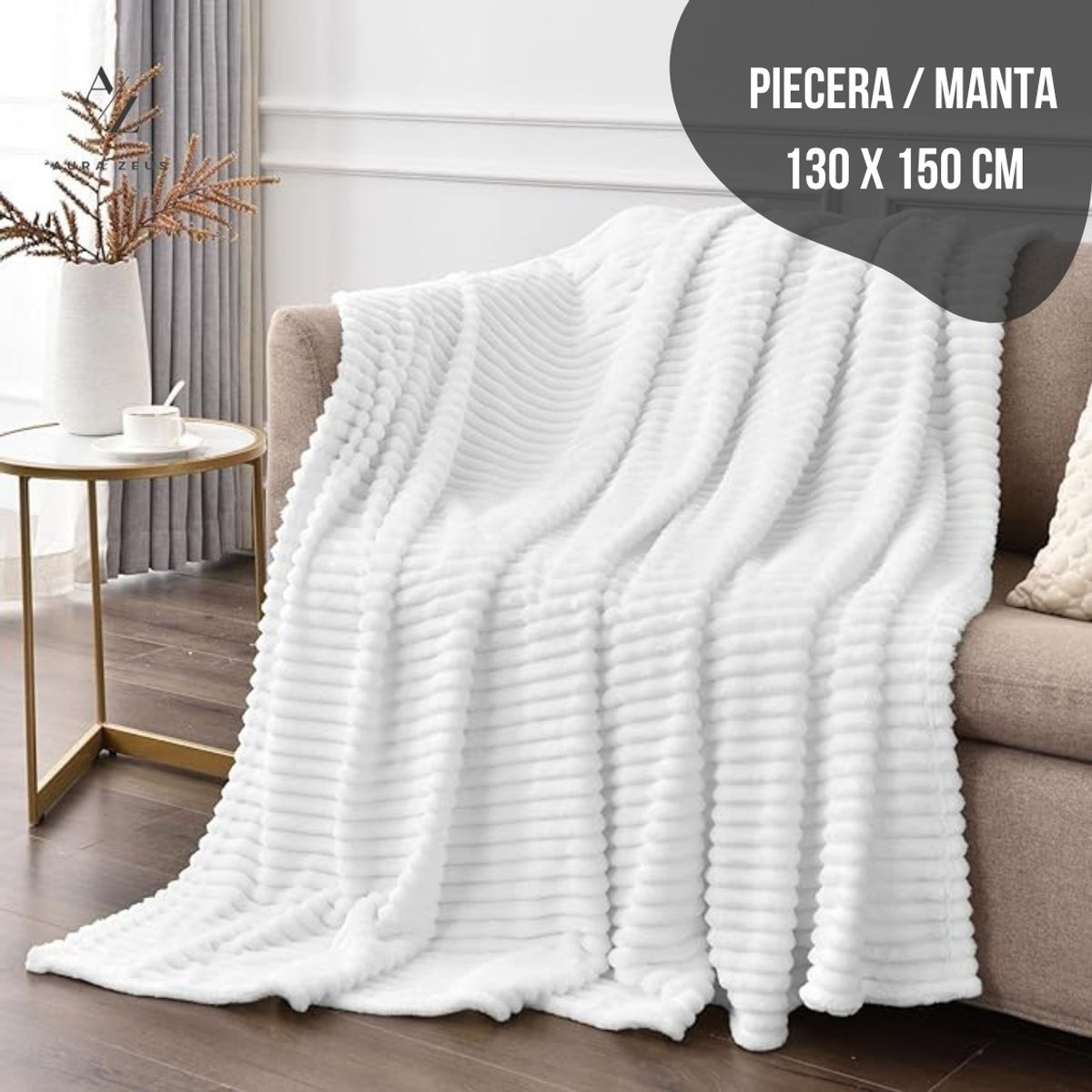 AZ AURAZEUS - Frazada Manta Piecera 130 X 150 Cm Termica Rayas Sherpa Aura Zeus