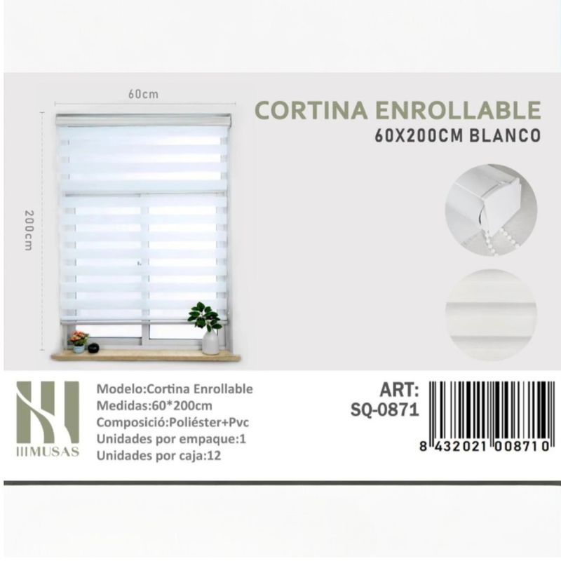 ANGELES DEL HOGAR - CORTINA ROLLER DUO LISA 60CM X 200CM