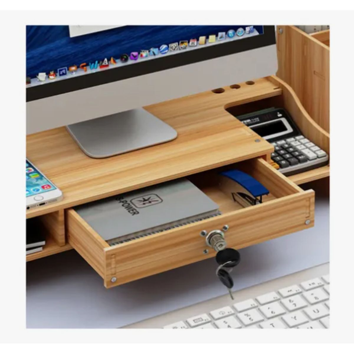 GENERICO - Elevador Base Soporte Monitor + Organizador De Escritorio