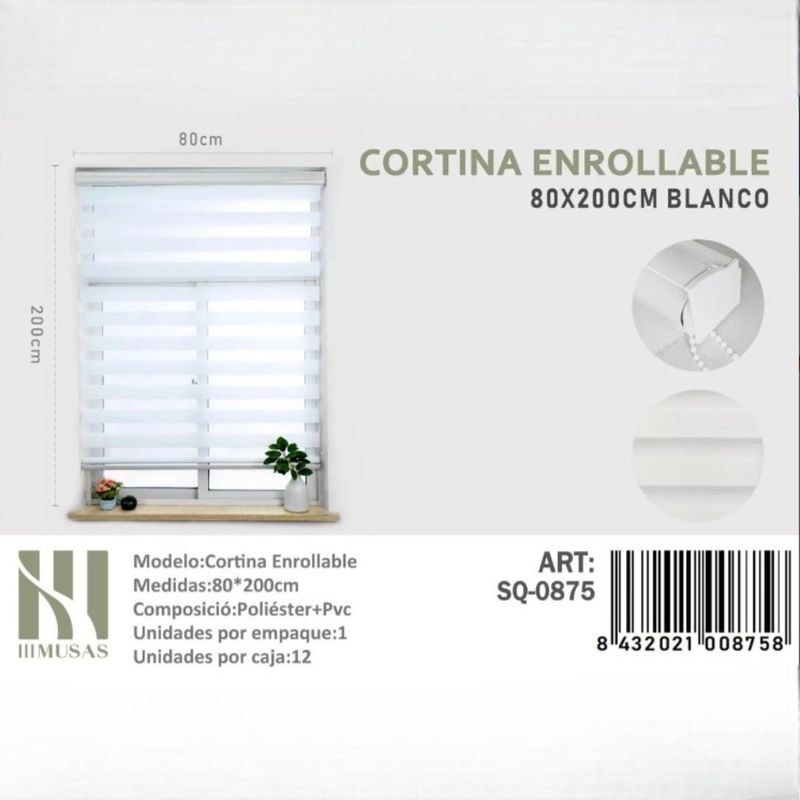 ANGELES DEL HOGAR - CORTINA ROLLER DUO LISA 80CM X 200CM