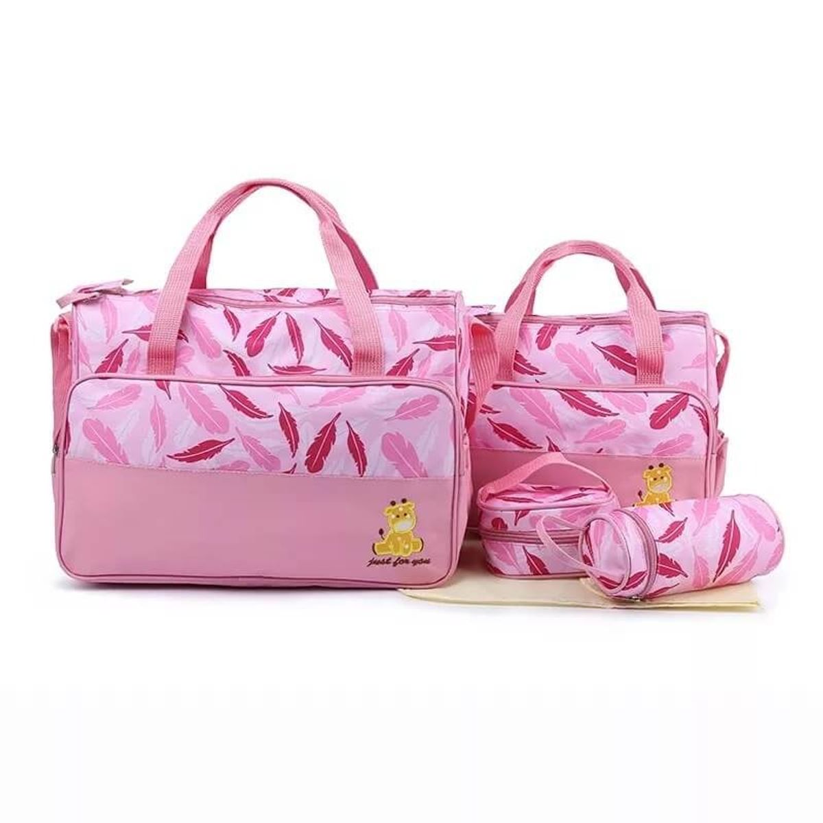 GENERICO - Bolso Maternal 5 Piezas Diseño Rosado