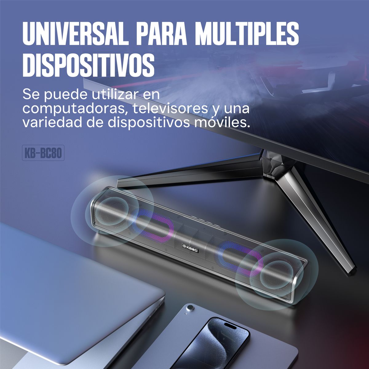 KBOD - Soundbar Parlante Bluetooth Kbod Bc80 1800mah Sonido 360 Negro