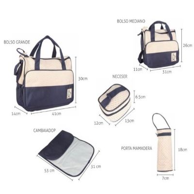 Imagen 2 del producto Bolso Maternal 5 Piezas Diseño Celeste