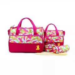 GENERICO - Bolso Maternal 5 Piezas Diseño Fucsia