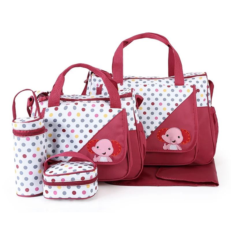 GENERICO - Bolso Maternal 5 Piezas Diseño Elefante