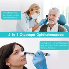 GENERICO - Otoscopio Visión 2 en 1 Acero Inoxidable Kit Portátil Gratis Pilas