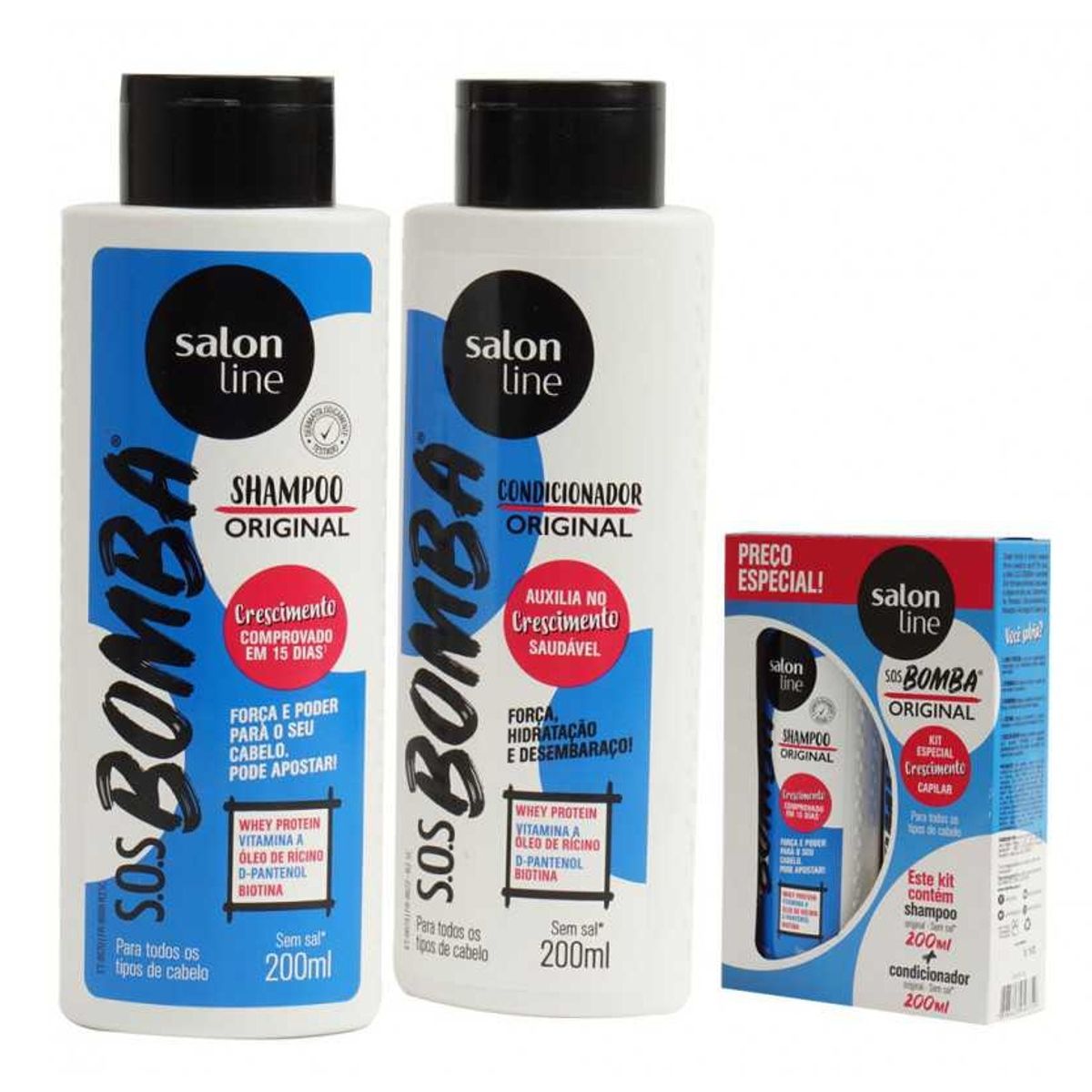SALON LINE - KIT SHAMPOO + ACOND SOS BOMBA ORIGINAL 200 ML SALON LINE