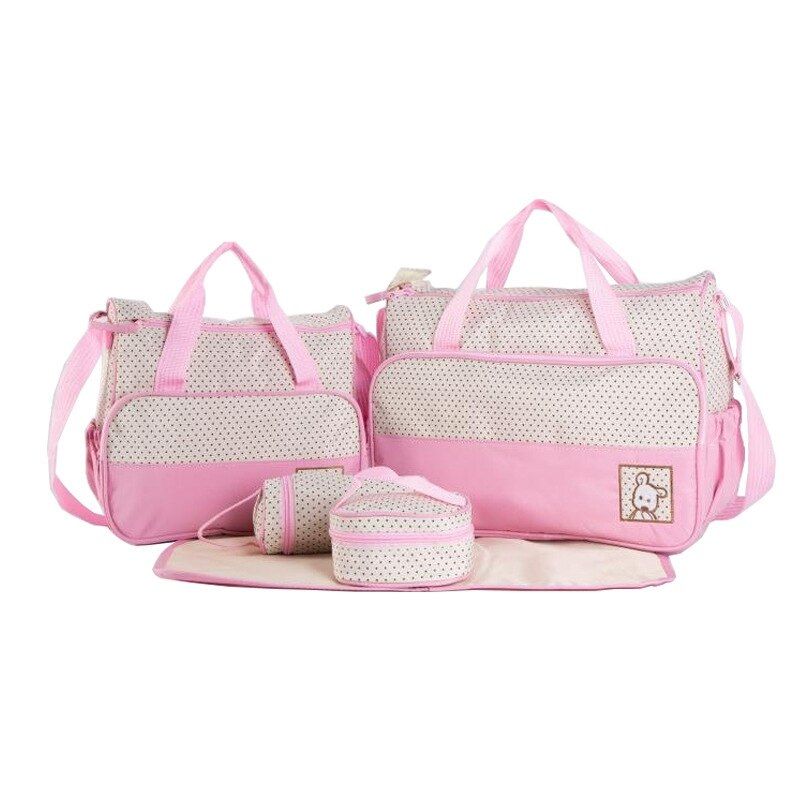 GENERICO - Bolso Maternal 5 Piezas Color Rosado