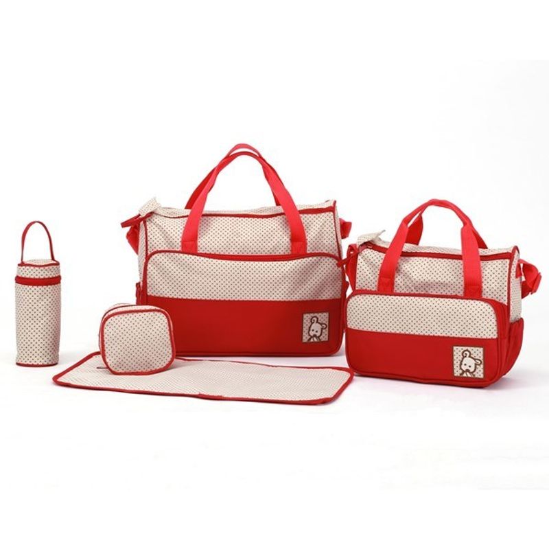 GENERICO - Bolso Maternal 5 Piezas Color Rojo