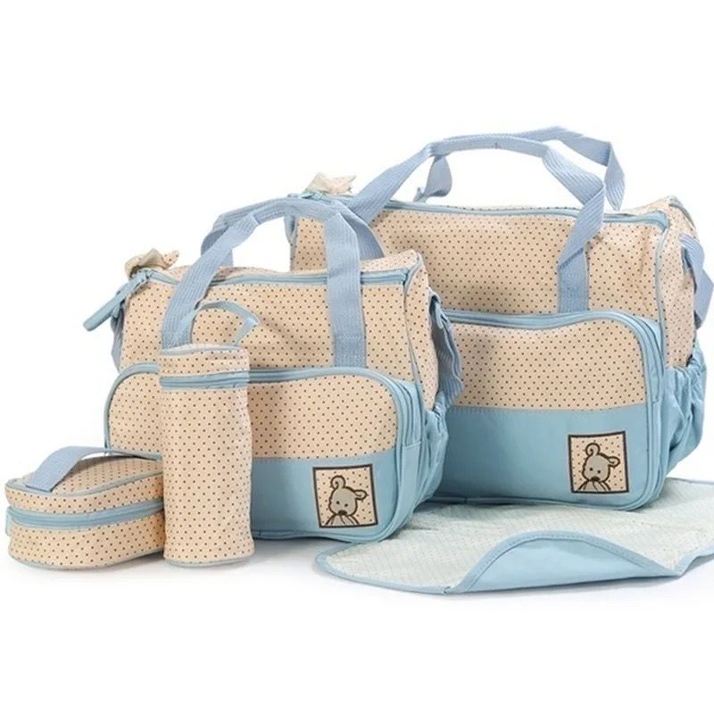 GENERICO - Bolso Maternal 5 Piezas Color Celeste