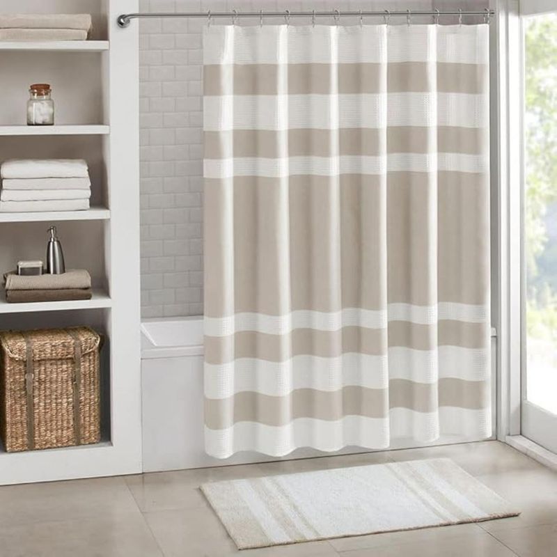 AZ AURAZEUS - Cortina De Baño Diseño Impermeable Tela Bano + 12 Ganchos Aura Zeus