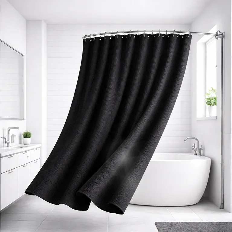 Cortina De Bano Impermeable Tela Ducha + 12 Gancho Premium 180 x 180 Cm