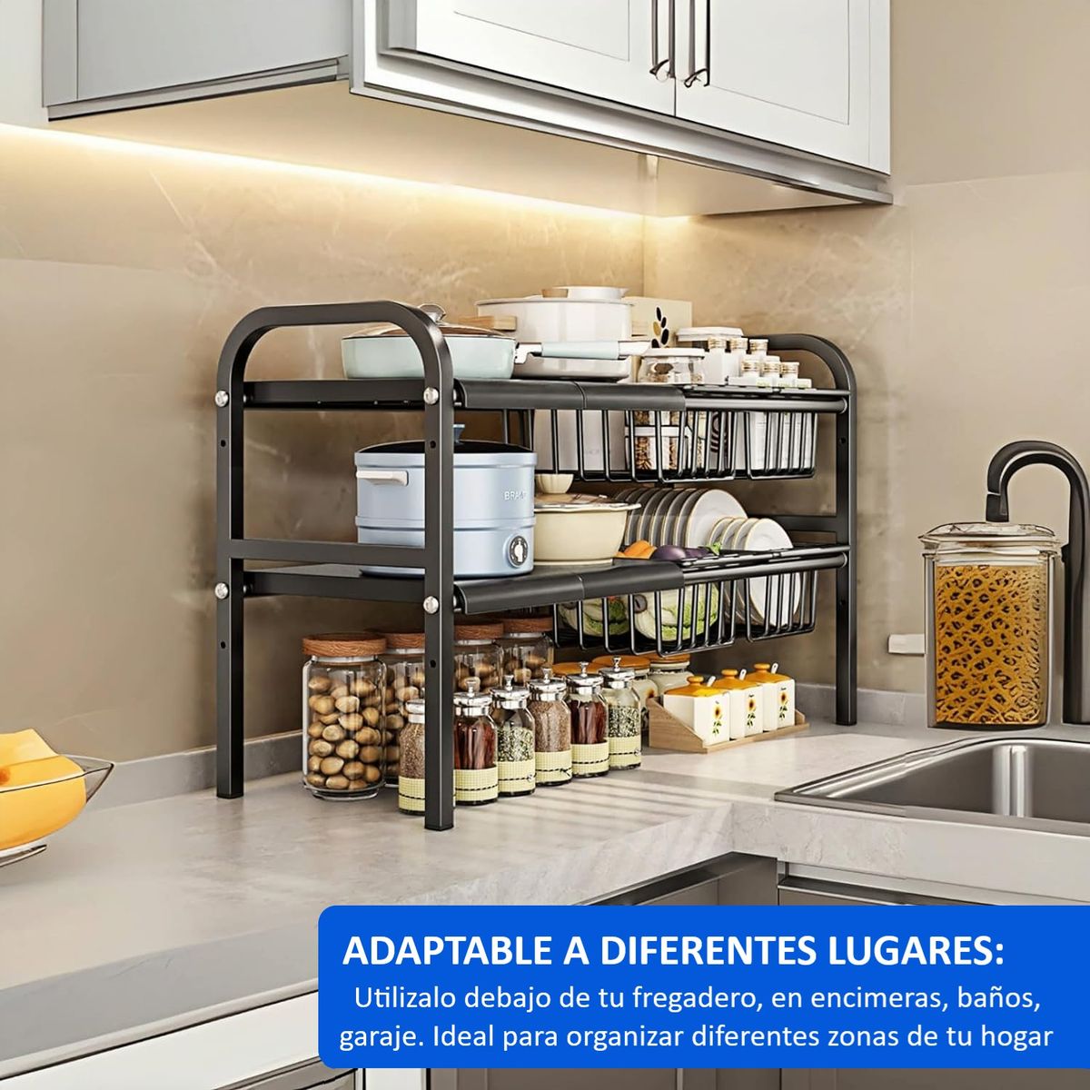 WAKESHOME - Rack Cocina Debajo Del Fregadero Organizador Modular Armable