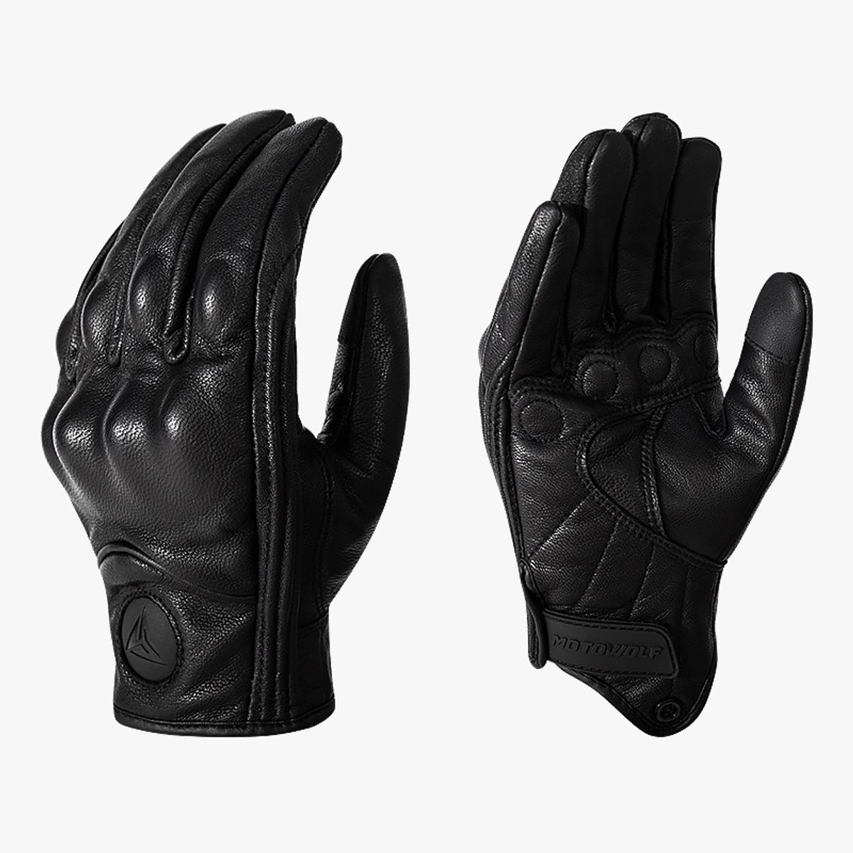 MOTOWOLF - Guantes Cuero Liso para motociclismo Motowolf 0302