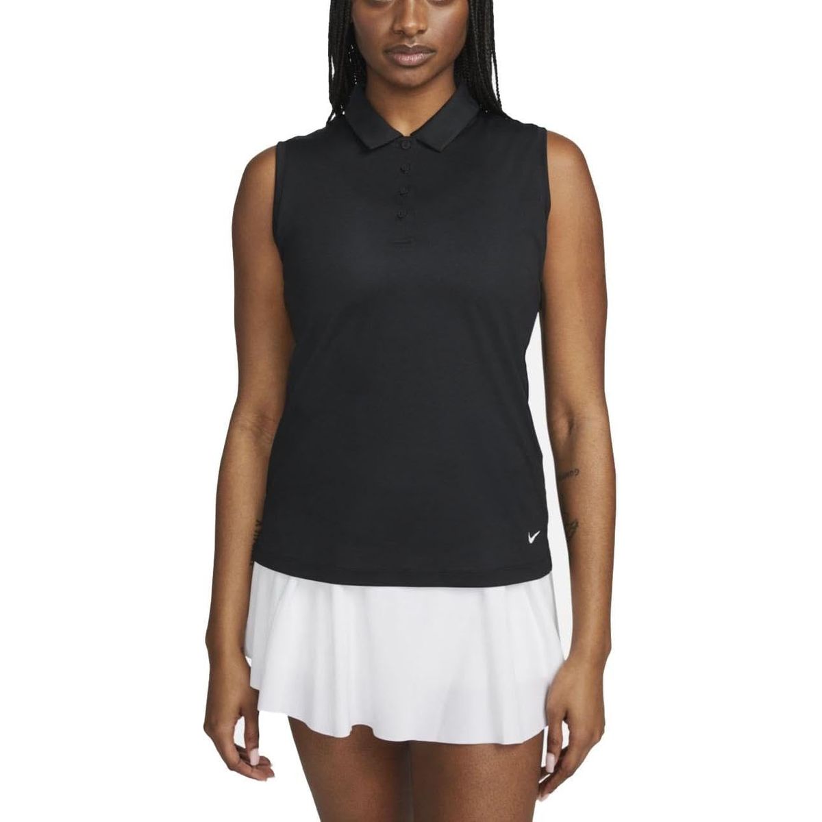 NIKE - POLO NIKE GOLF MUJER DRI-FIT SMANGAS NEGRO