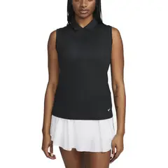 NIKE - POLO GOLF MUJER DRI-FIT SMANGAS NEGRO