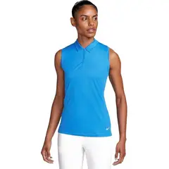 NIKE - POLO GOLF MUJER DRI-FIT SMANGAS AZUL