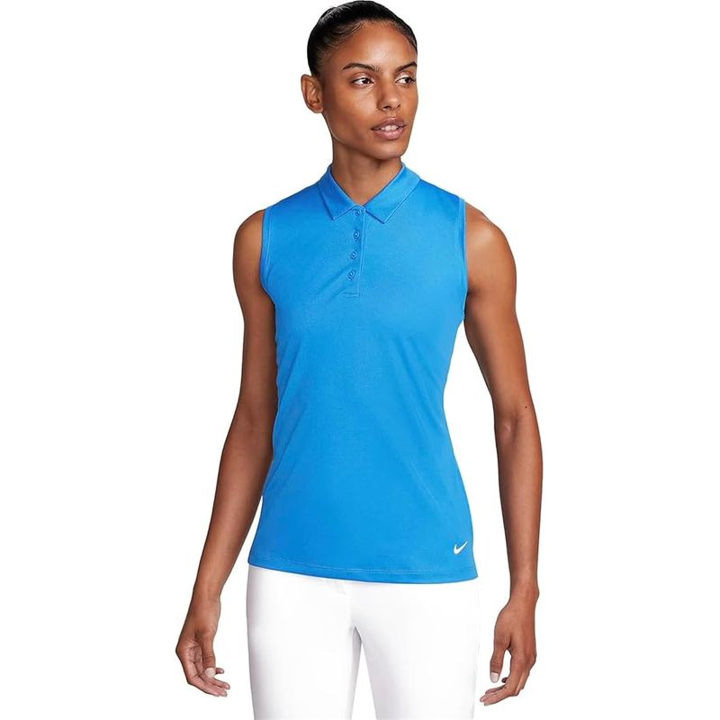 NIKE - POLO NIKE GOLF MUJER DRI-FIT SMANGAS AZUL