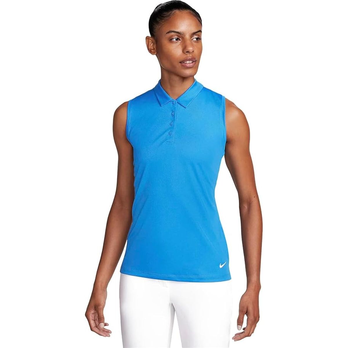 NIKE - POLO NIKE GOLF MUJER DRI-FIT SMANGAS AZUL