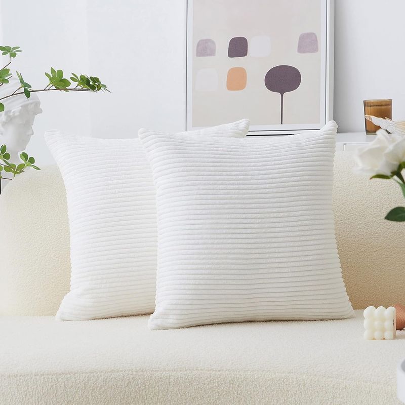 AZ AURAZEUS - Set De 2 Fundas De Cojines Cama Sillon Suave Blanca 45 X 45 Aura Zeus