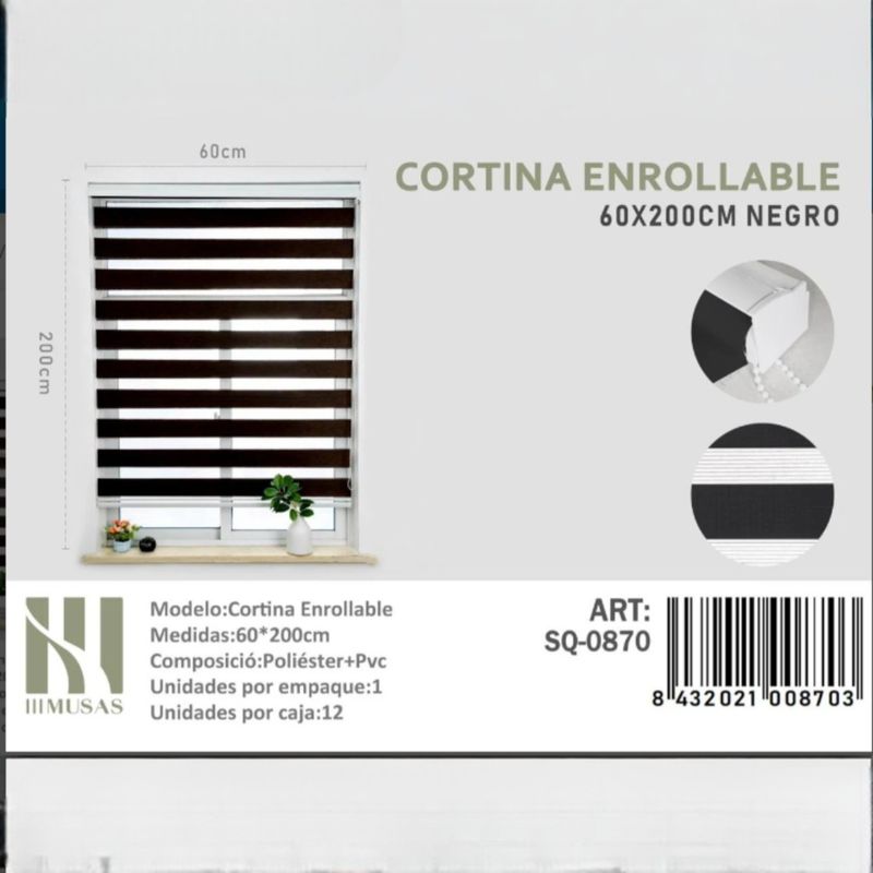ANGELES DEL HOGAR - CORTINA ROLLER DUO LISA 60CM X 200CM