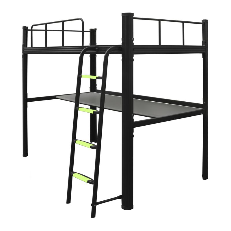 GENERICO - Cama alta con escritorio Strong 1 plaza negro