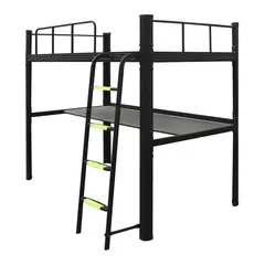 GENERICO - Cama alta con escritorio Strong 1 plaza negro